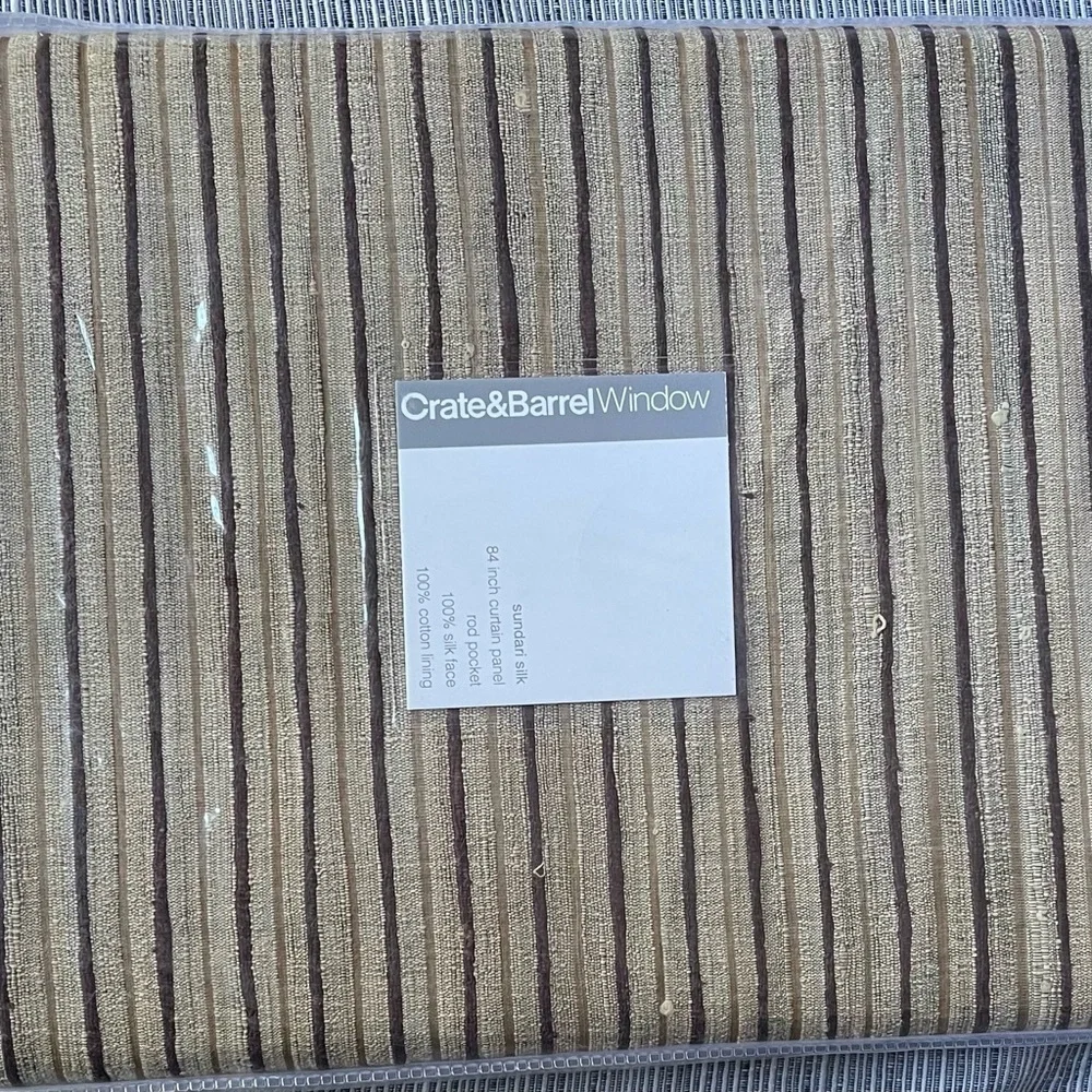 NWT Crate and Barrel Set of Two Sundari Silk w/Cotton Lined Rod Pocket Curtains